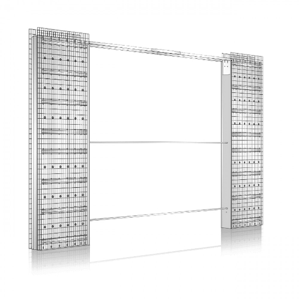 In der Wand laufende Schiebetür-Einbaukasten Eclisse TELESKOP - hier in der Ausführung Massivwand zweiseitig - freistehend
